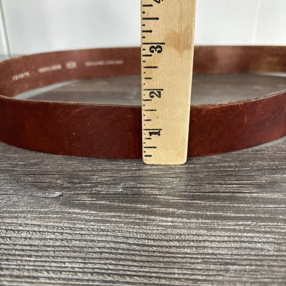 Fossil Mens size 38 Brown Genuine Leather Belt Nickel Buckle 1.5
